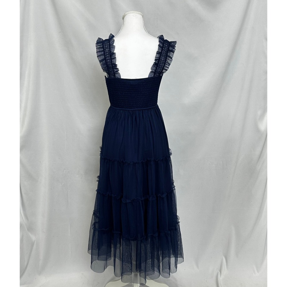 Pretty Garden Sz S Square Neck Midi Dress Blue Tulle Fairycore Balletcore - Picture 2 of 7